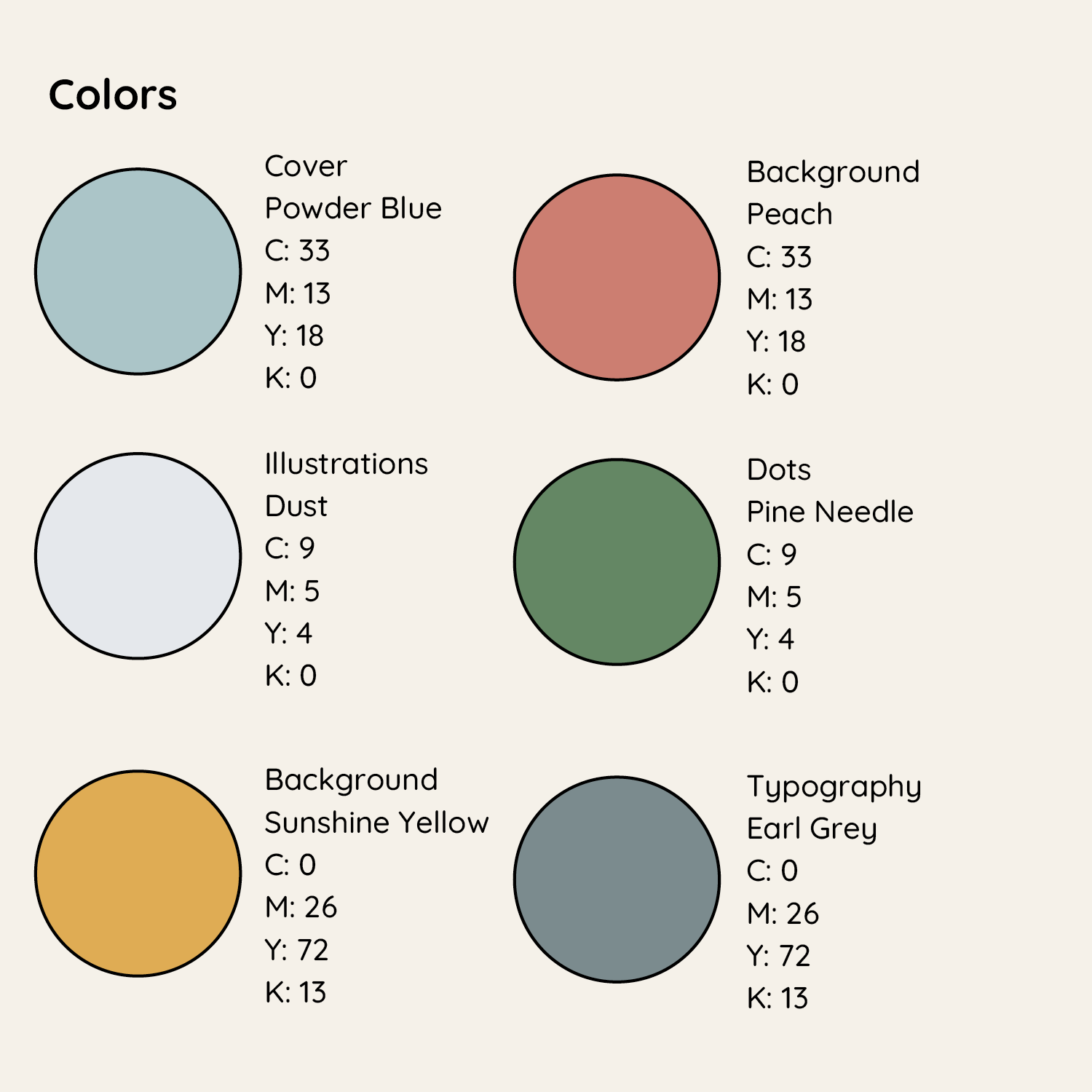 Colors used through the Care for you workbook.