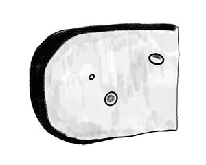 Black and white illustration of Gouda cheese